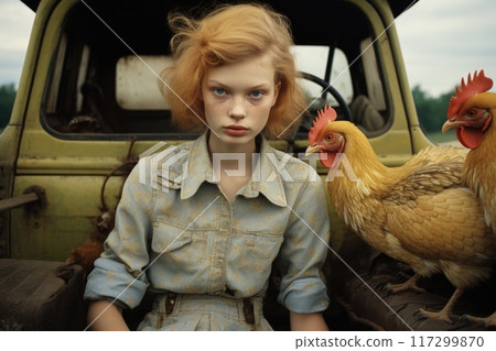 The hearty soul of the village: a portrait of a profound person who radiates the warmth and authenticity of village life in exquisite images. Rural look. 117299870