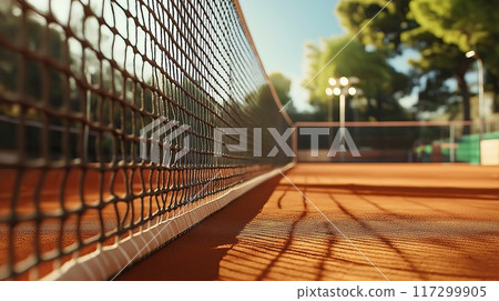 Tennis court with red clay Tennis court with red clay 117299905