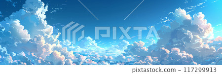 Sunny blue sky and clouds illustration 117299913
