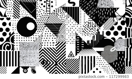 無縫黑白幾何圖案圖 無縫黑白幾何圖案圖 117299983