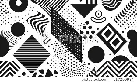 無縫黑白幾何圖案圖 無縫黑白幾何圖案圖 117299984