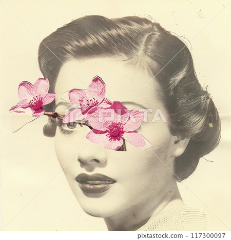 Trendy visual collage: contemporary and edgy collage art the trends, modern style and dynamic composition for innovative and captivating design inspiration. 117300097