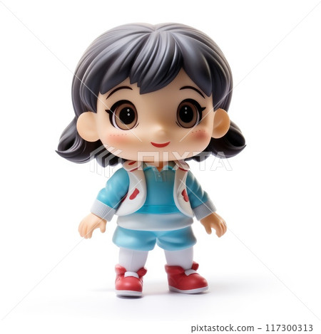 The timeless doll isolate on a white background : a beloved toy and keepsake, representing innocence and creativity, capturing the essence of tradition and the magic of play 117300313