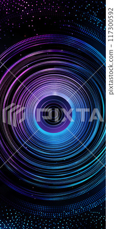 Abstract design of dots and swirls filled with a blue and purple gradient 117300592