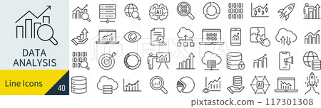 Data analytics icon set 117301308