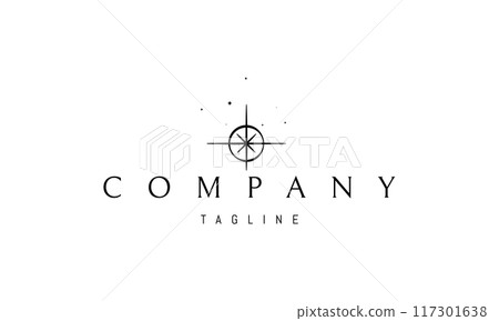 Vector logo with an abstract image of a bright star against the background of an eclipse. Vector logo with an abstract image of a bright star against the background of an eclipse. 117301638