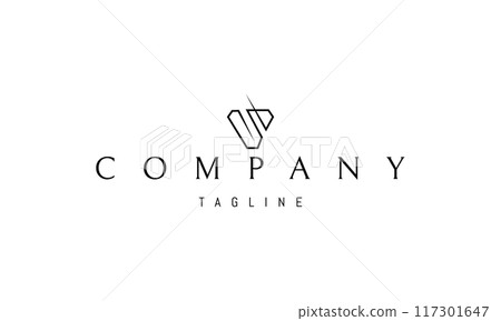 Vector logo with an abstract image of a diamond in a linear style. Vector logo with an abstract image of a diamond in a linear style. 117301647