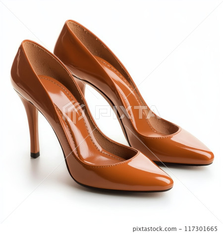 Classic Leather Heels on White Background, Fashion and Footwear Concept Generative AI Classic Leather Heels on White Background, Fashion and Footwear Concept Generative AI 117301665