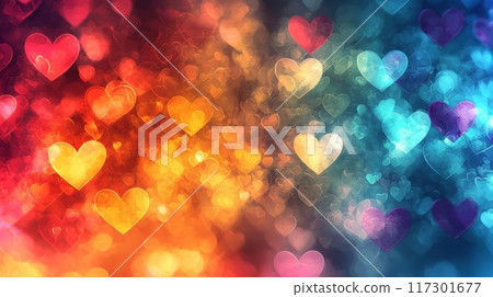 Colorful Hearts Background for Wedding and Romance Concepts Generative AI 117301677