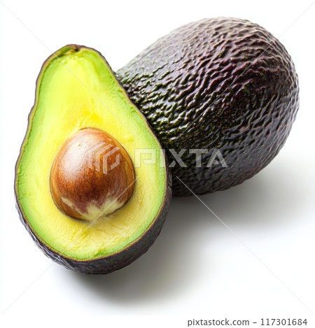 Fresh Avocado Isolated on White Background Generative AI Fresh Avocado Isolated on White Background Generative AI 117301684