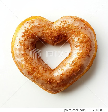 Heart-Shaped Donut Isolated on White Background, Perfect for Valentine's Day or Bakery Promotions Generative AI 117301839
