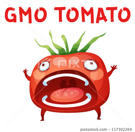 GMO Tomato Vegetable Illustration. Cartoon Vector Funny Character Icon Isolated on White Background 117302269