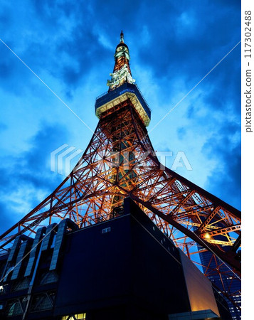 Tokyo Tower looking up from the bottom Tokyo Tower looking up from the bottom 117302488