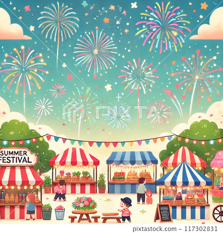 Summer festival and fireworks 117302831