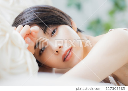 Beauty image of a woman with short hair Beauty image of a woman with short hair 117303385