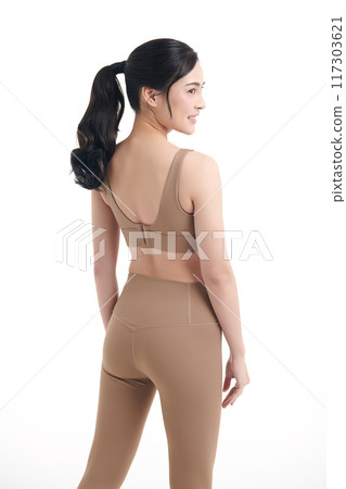 Beautiful young asian sport woman with sportswear ready for exercise on white background, Advertising sportswear and yoga wear, Healthy lifestyle, sport. Beautiful young asian sport woman with sportswear ready for exercise on white background, Advertising sportswear and yoga wear, Healthy lifestyle, sport. 117303621