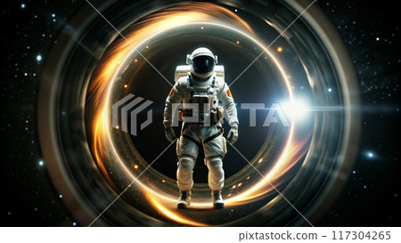 Astronaut looking into a black hole 117304265