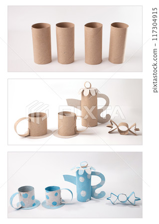 DIY, tutorial, step by step instruction, how to make teapot form paper, 117304915