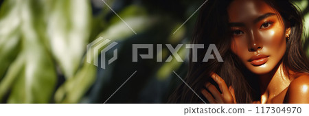 a close up of a woman with gold paint on her face, digital art, indian girl with brown skin, 117304970