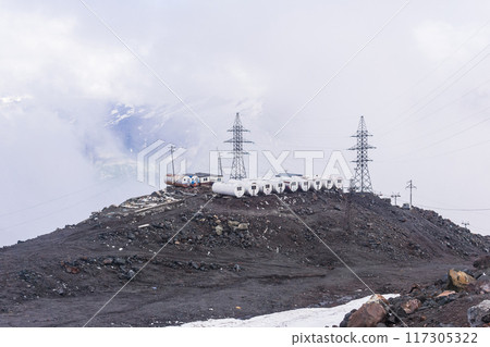 oldest and most famous mountain shelter Bochki (Barrels) on Elbrus oldest and most famous mountain shelter Bochki (Barrels) on Elbrus 117305322