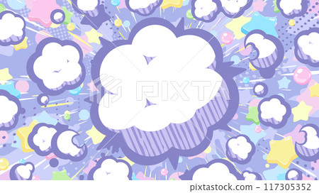 Cute explosion background illustration with smoke and stars spreading_16:9 Cute explosion background illustration with smoke and stars spreading_16:9 117305352