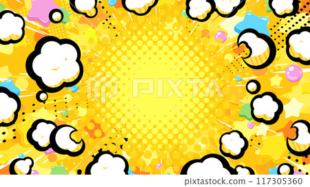 Cute explosion background illustration with smoke and stars spreading_16:9 Cute explosion background illustration with smoke and stars spreading_16:9 117305360