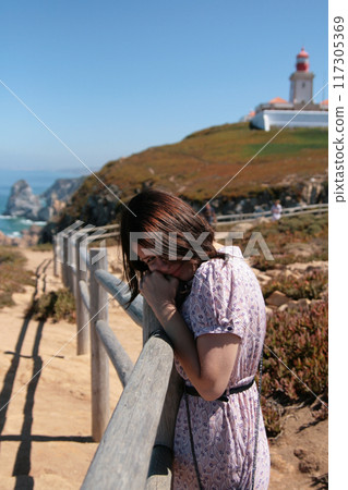 Portrait of a young white woman 117305369