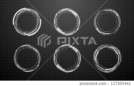 Set of sci fi white circle user interface elements technology futuristic design modern creative on black background vector 117305442