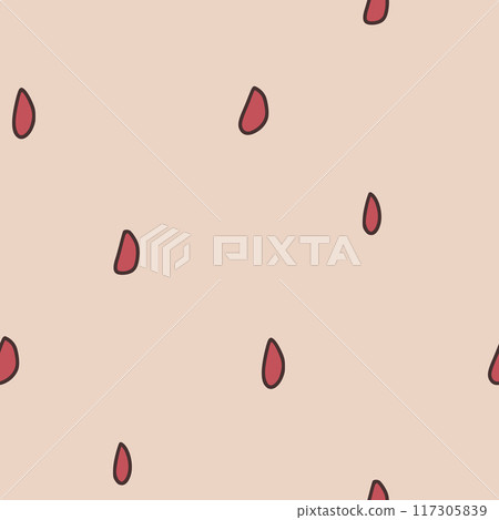 Pomegranate seeds seamless pattern. Beige vegetarian food repeat cover. Simple continuous ornament. Vector hand drawn doodle illustration. Pomegranate seeds seamless pattern. Beige vegetarian food repeat cover. Simple continuous ornament. Vector hand drawn doodle illustration. 117305839