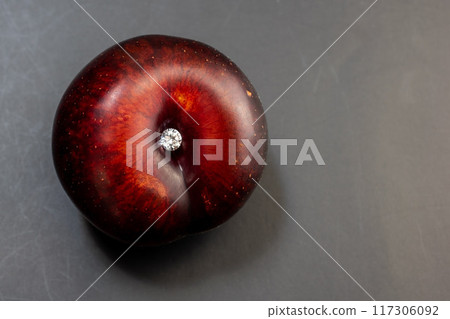 Anal sex concept, anal plug on a black background, butt plug with blue rhinestone, sex toy 117306092