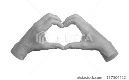 heart sign, hand gesture of love, isolated on white background 117306312