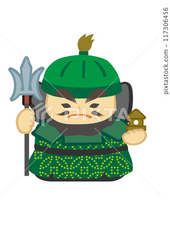 A pop Japanese-style illustration of Bishamonten, one of the Seven Lucky Gods A pop Japanese-style illustration of Bishamonten, one of the Seven Lucky Gods 117306456