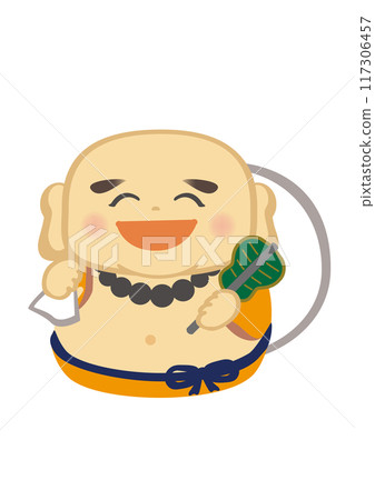 A pop Japanese-style illustration of Hotei, one of the Seven Lucky Gods A pop Japanese-style illustration of Hotei, one of the Seven Lucky Gods 117306457