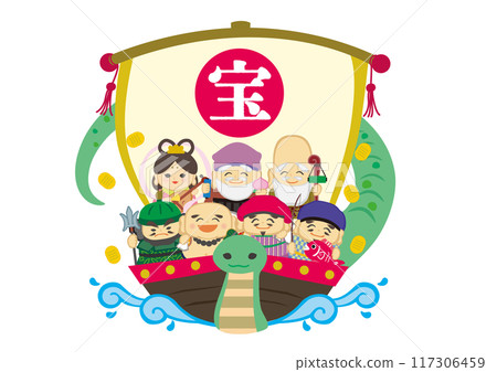 船上七福神的流行變形向量圖 117306459