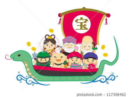 船上七福神的流行變形向量圖 117306462