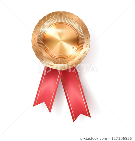 Gold medal with copy space realistic vector illustration Gold medal with copy space realistic vector illustration 117306536