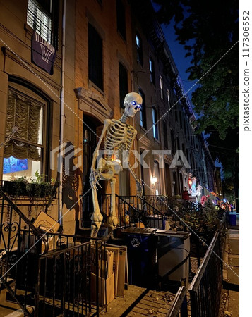 Halloween decorations on the streets of Boston, Massachusetts, USA. Halloween decorations on the streets of Boston, Massachusetts, USA. 117306552