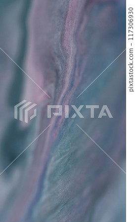 Blur ink stream. Sand wave. Defocused purple blue color glitter particles texture fluid blend spill abstract art background. 117306930