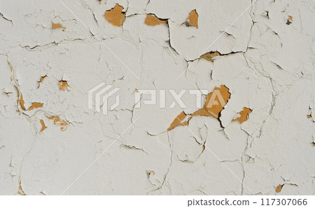 white peeling paint wall background, texture of a concrete old wall with stains and cracks white peeling paint wall background, texture of a concrete old wall with stains and cracks 117307066