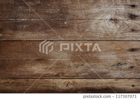 close up of nature old wooden boards texture background 117307071