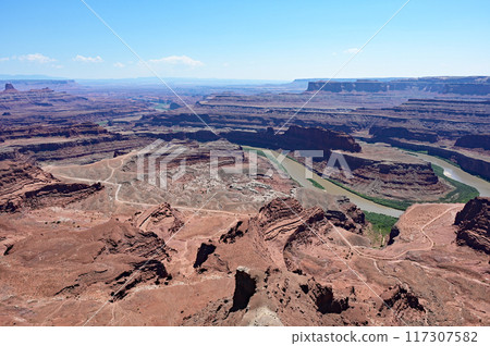 Colorado River and Goose Neck from Dead Horse Point State Park near Moab, Utah. 117307582