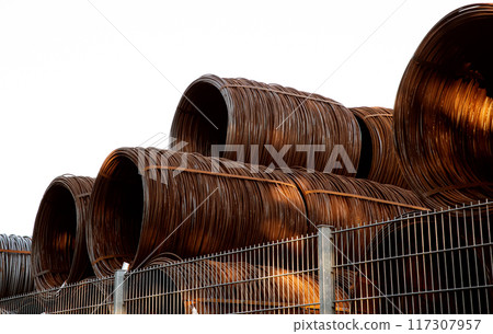 rolled metal steel rod  rolls warehouse industry 117307957