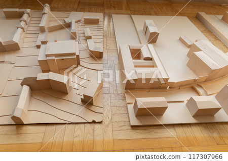 layout city block wooden tabletop overview details layout city block wooden tabletop overview details 117307966