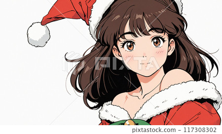 Retro cute girl in Santa Claus costume Retro cute girl in Santa Claus costume 117308302