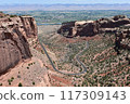 Scenic view in Colorado National Monument with city of Fruita in background. 117309143