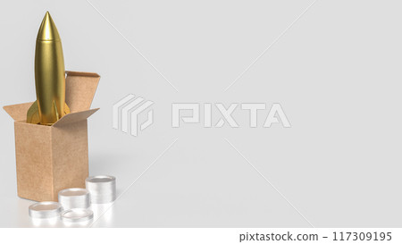 The rocket in cardboard box for Start up or Business concept 3d rendering. 117309195