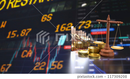 The libra and coins for Business concept 3d rendering. 117309208