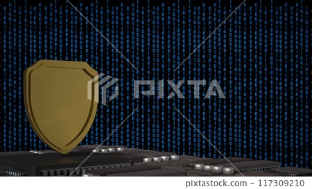 The Gold Shield for protection or security concept 3d rendering. 117309210