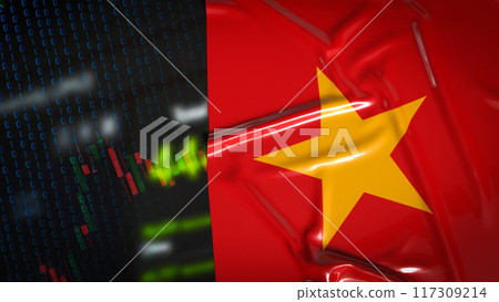 The Vietnam flag and Business chart image 3d rendering. The Vietnam flag and Business chart image 3d rendering. 117309214