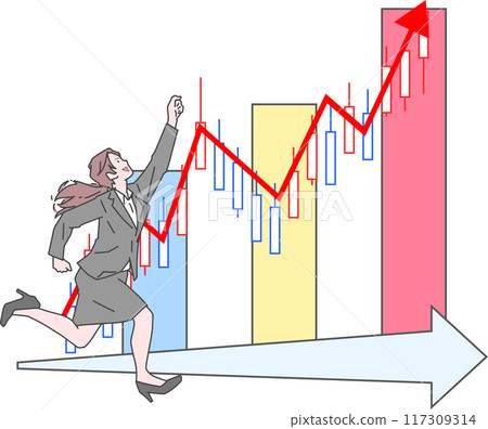 Business woman aiming to improve business performance Business woman aiming to improve business performance 117309314